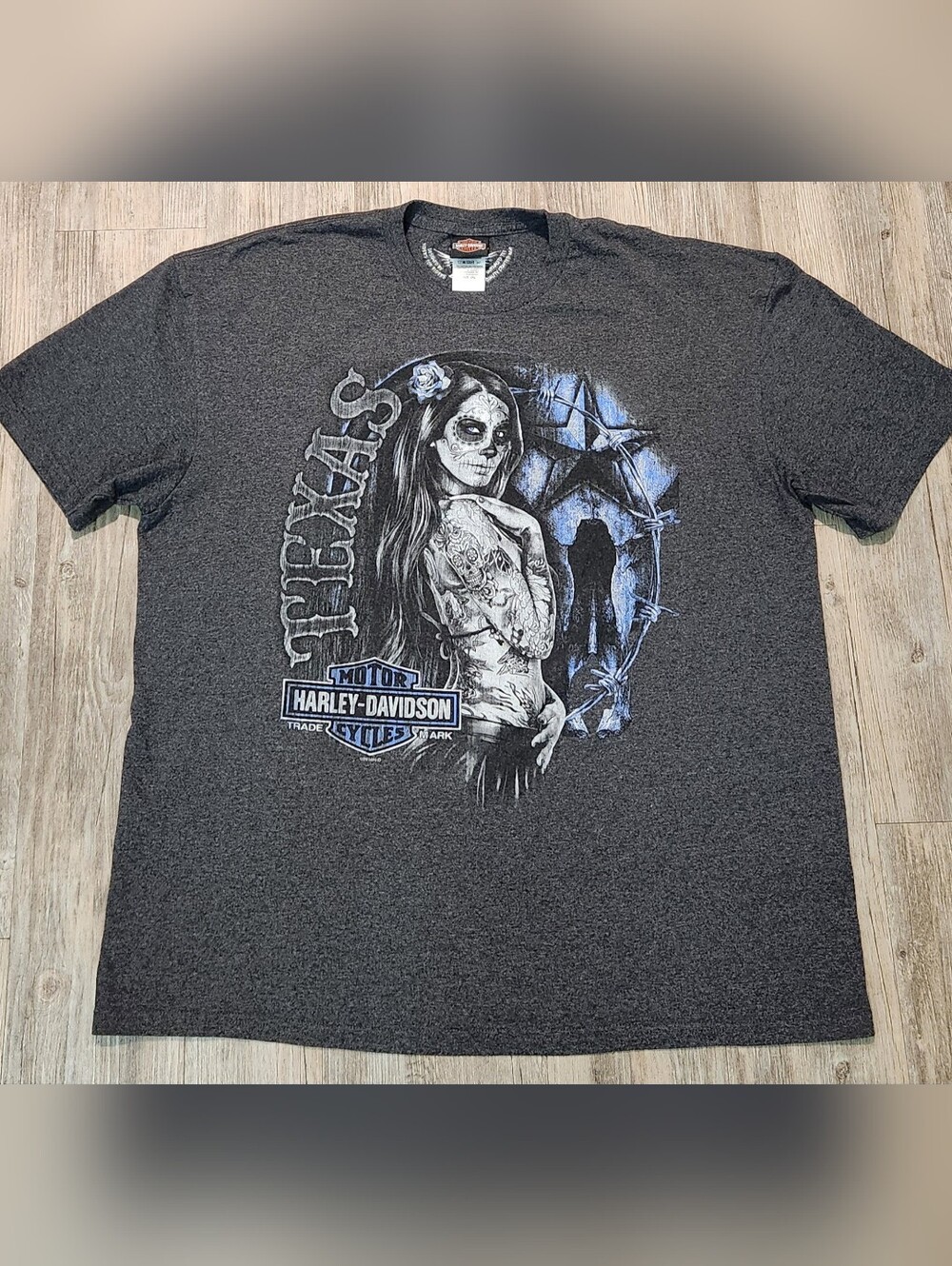 Harley-Davidson Charcoal Gray Texas Day of the Dead Graphic Tee